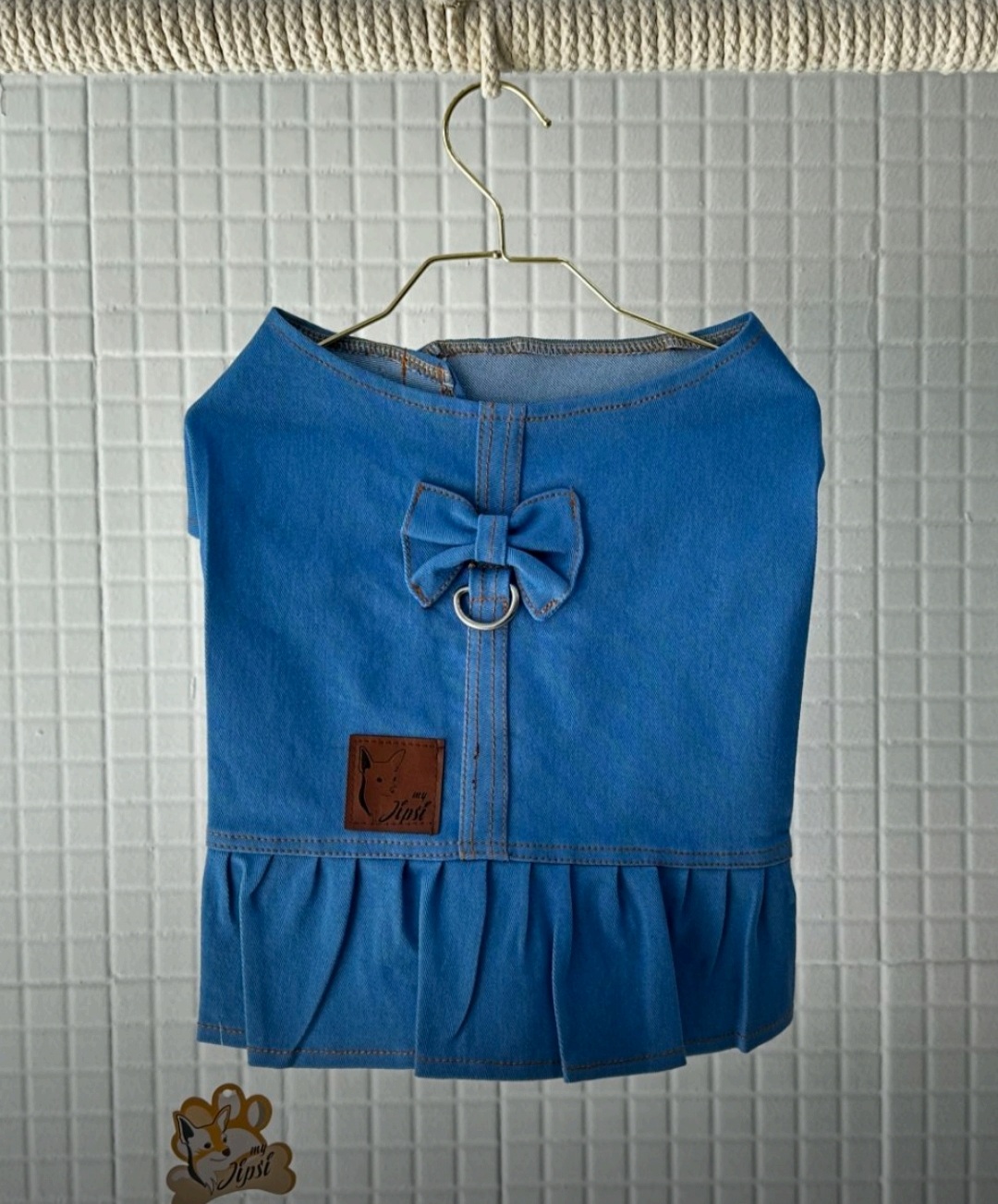 لباس سگ‌ مدل جلیقه جین دخترانه