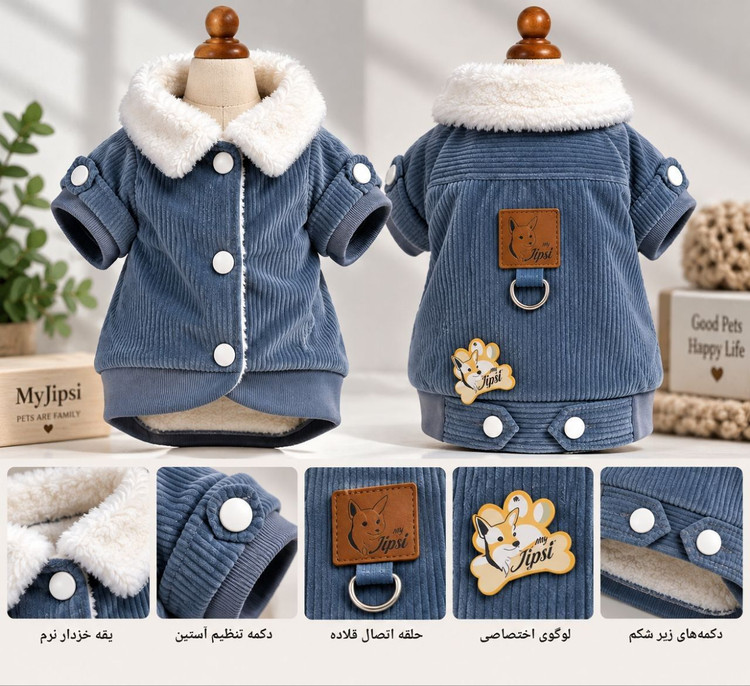 لباس سگ و گربه مدل کت مخمل کبریتی